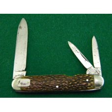 I* X.L. George Wostenholm Sheffield Snakeskin Stag Split Backspring Whittler Knife - C. 1890-1940