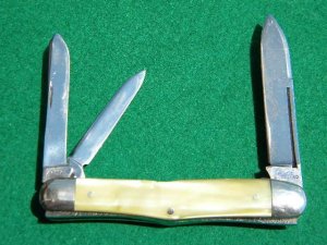 Case Bradford 93109 Long Pull Imitation Onyx 3 Backspring Whittler Knife - C. 1914-1919