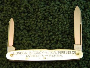 Napanoch Knife Co. NY USA Metal 2 Blade Advertising Knife - C. 1900-1919