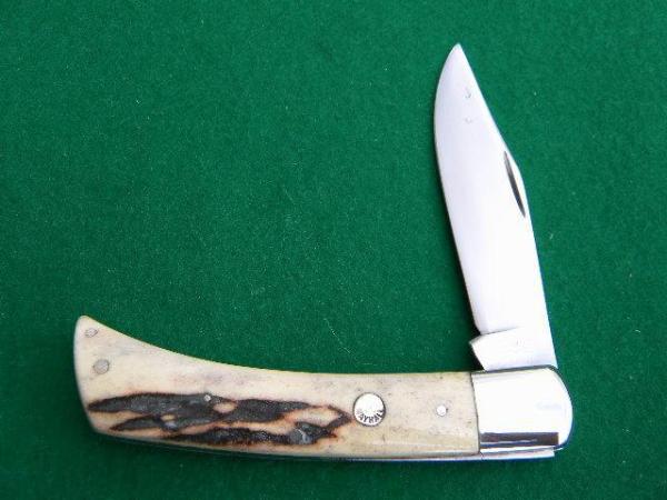 Custom Stag Slip Joint Folder by A.M. Mayhall - C. 1960's Custom Stag Slip Joint Folder by A.M. Mayhall - C. 1960's
