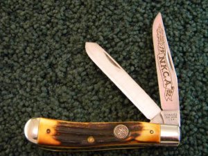 Schrade+ USA Stag Slim Line Trapper 1982 NKCA Club Knife