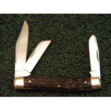 Schrade Walden NY USA Peachseed Bone Stockman Craftsman Etch - C. 1950's Schrade Walden NY USA Peachseed Bone Stockman Craftsman Etch - C. 1950's