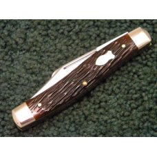 Schrade Walden NY USA Peachseed Bone Stockman Craftsman Etch - C. 1950's Schrade Walden NY USA Peachseed Bone Stockman Craftsman Etch - C. 1950's