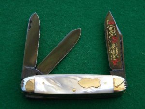 Fight'n Rooster Pearl 3 Backspring Whittler - Gun Blued Blades - Mint