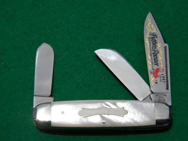 Fight'n Rooster Pearl 3 Blade Cattle Pattern 1997 Club Knife - Mint Fight'n Rooster Pearl 3 Blade Cattle Pattern 1997 Club Knife - Mint