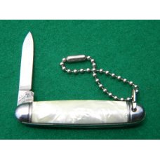 Little Imperial USA Keychain Switch Blade with Shell Handles - C. 1950's Little Imperial USA Keychain Switch Blade with Shell Handles - C. 1950's