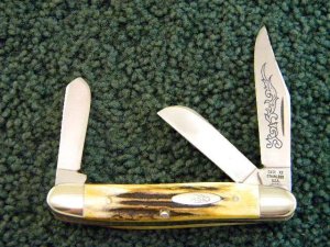 Case XX Stainless USA 3 Dot (1977) Blue Scroll 5347 HP SSP Stag Stockman Knife
