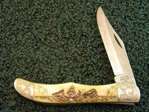 Case XX Stainless USA 3 Dot (1977) W165 SSP SAB Scrimshawed Bone Moby Dick - Mint
