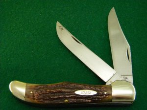 Rare Case XX 1940-64 6265 Flat Blade Green Bone Folding Hunter Knife