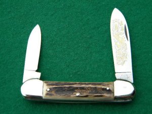 Vintage German Eye Stag Canoe with Deer Etch - Mint