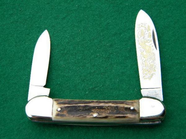 Vintage German Eye Stag Canoe with Deer Etch - Mint