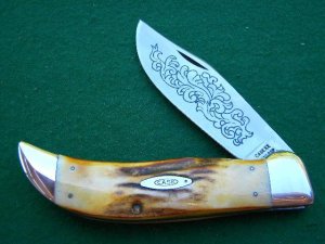 Case XX USA 5172 SSP 3 Dot (1977) Blue Sroll Stag Clasp Knife - Mint
