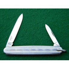 Vintage C. Bertram Hen & Rooster Solingen Fancy Stainless Fob Knife Salesman Sample - Mint C.1960's