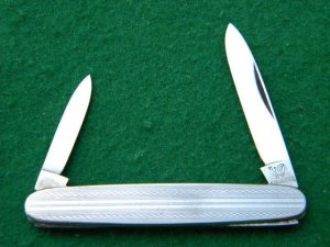 Vintage C. Bertram Hen & Rooster Solingen Fancy Stainless Pen Knife Salesman Sample - Mint C.1960's