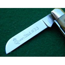 Queen #33 Winterbottom Bone Congress Knife No Tang Stamp Etched - 1960's Queen #33 Winterbottom Bone Congress Knife No Tang Stamp Etched - 1960's
