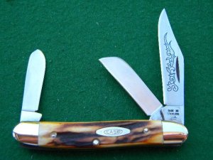 Case XX Stainless USA 5347 HP SSP 3 Dot (1977) Blue Sroll Stag Stockman Knife - Mint