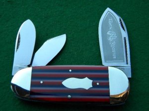 Fight'n Rooster Red White & Blue Elephant Toe/Sunfish Whittler Knife - Mint