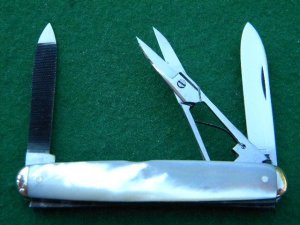 Case XX Stainless 8364S SS Pearl 2 Blade w/Scissors Knife C. 1940-1964 - Mint