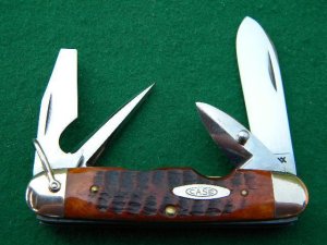 Case XX USA 9 Dot (1971) Bone 6445  R Scout / Electritions Knife - Mint
