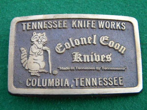 Colonel Coon Knives Tennessee Knife Works Columbia, Tennessee Belt Buckle Colonel Coon Knives Tennessee Knife Works Columbia, Tennessee Belt Buckle