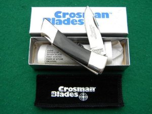 Crossman Blades 950A Stainless USA Wood Lockback Knife & Pouch - NIB