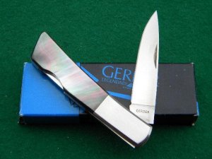 Gerber Japan Black Pearl Silver Knight Lockback Knife - NIB