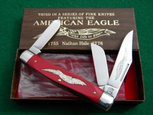 American Eagle Parker Schrade Walden Cut. E3 USA1755 Nathan Hale 1776 Stockman Knife - NIB