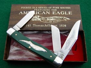 American Eagle Parker Schrade Walden Cut. E4 USA 1743 Thomas Jefferson 1826 Stockman Knife - NIB