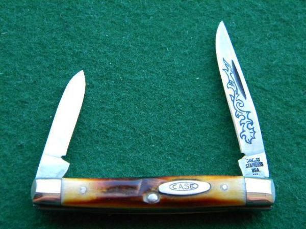Case XX Stainless USA 5233 SSP 3 Dot (1977) Blue Sroll Stag 2 Blade Pen Knife - Mint Case XX Stainless USA 5233 SSP 3 Dot (1977) Blue Sroll Stag 2 Blade Pen Knife - Mint