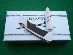 Camillus 814 USA Silver Sword Metal/Wood Lockback - NIB