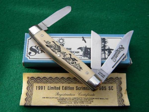Schrade + USA SC505 Stockman Ducks in Flight Scrimshaw - NIB Schrade + USA SC505 Stockman Ducks in Flight Scrimshaw - NIB