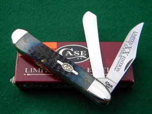 Case XX USA 2 Dot (1998) Blue Bone 6240 SS Dog Leg Trapper Knife - NIB