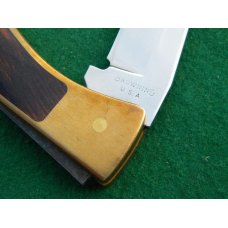 Browning USA Tracker 3818F10 Wood/Brass Lockback Knife and Leather Pouch - NIB