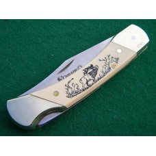 Schrade + USA SC507 Lockback Elk Scrimshaw with Leather Pouch - NIB Schrade + USA SC507 Lockback Elk Scrimshaw with Leather Pouch - NIB