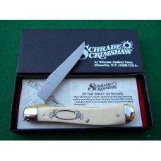 Schrade USA SC503 Slimline Trapper Linerlock Bass Scrimshaw - NIB Schrade USA SC503 Slimline Trapper Linerlock Bass Scrimshaw - NIB