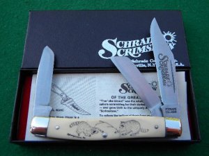Schrade USA SC505 Stockman Raccoons Scrimshaw - NIB