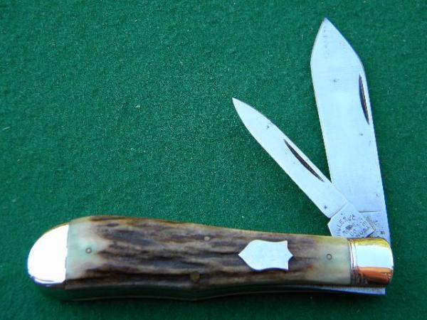 **Reproduction** Henkle & Joyce Hdwe Co. Made In USA Stag Jack Knife **Reproduction** Henkle & Joyce Hdwe Co. Made In USA Stag Jack Knife