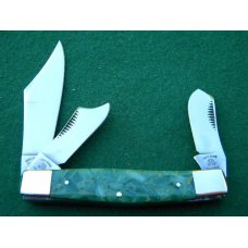 Fight'n Rooster Green & Gold Swirl Fancy Stockman Knife - Mint Fight'n Rooster Green & Gold Swirl Fancy Stockman Knife - Mint