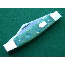 Fight'n Rooster Green & Gold Swirl Fancy Stockman Knife - Mint Fight'n Rooster Green & Gold Swirl Fancy Stockman Knife - Mint
