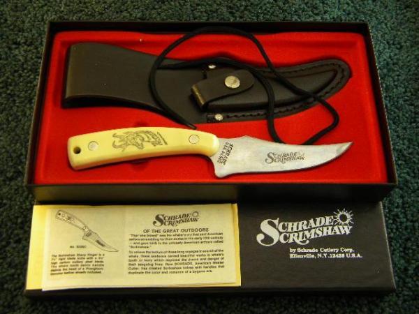 Schrade USA Pronghorn Scrimshaw SC502 Sheath Knife - NIB Schrade USA Pronghorn Scrimshaw SC502 Sheath Knife - NIB