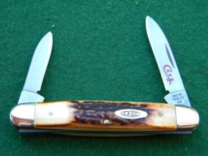 Case XX Stainless USA 2 Dot (1978) Stag 5279 SSP Red Etch Equal End Pen Knife - Mint