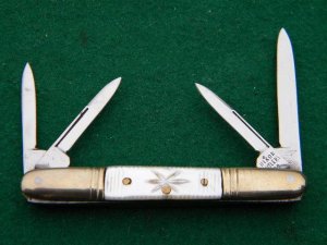 Dixon Cutlery Co. Fancy Carved Pearl Pen Knife - C.1920