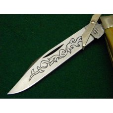Case XX Stainless USA 3 Dot (1977) Stag 5111 1/2 Blue Scroll Knife - Mint