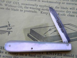 Vintage Fruit Knife Pearl Handles w/Sterling Silver Blade - C. 1896 - Sheffield