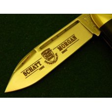 Schatt & Morgan Titusville PA. 2002 Buffalo Horn w/ MOP Shield Sunfish Knife - NIB Schatt & Morgan Titusville PA. 2002 Buffalo Horn w/ MOP Shield Sunfish Knife - NIB