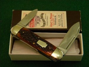 Schatt & Morgan Titusville PA. 2004 Mahogany Catalina Bone Sunfish Knife - NIB