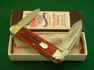Schatt & Morgan Titusville PA. 2005 Fireoak Bone Sunfish Knife - NIB