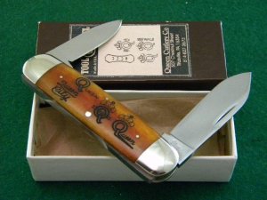Queen Cutlery Company Dan Burke Scrimshawed Bone #65 Baby Sunfish Knife - NIB