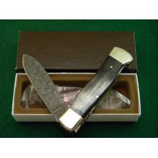 Weidmannsheil Solingen Germany Horn Damascus Lockback Knife - NIB