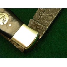 Weidmannsheil Solingen Germany Horn Damascus Lockback Knife - NIB